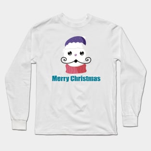 Funny snowman with mustache and carrot Long Sleeve T-Shirt